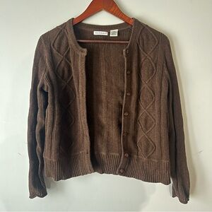 Hannah Chocolate Brown Cable Knit Cotton Sweater Y2K Style